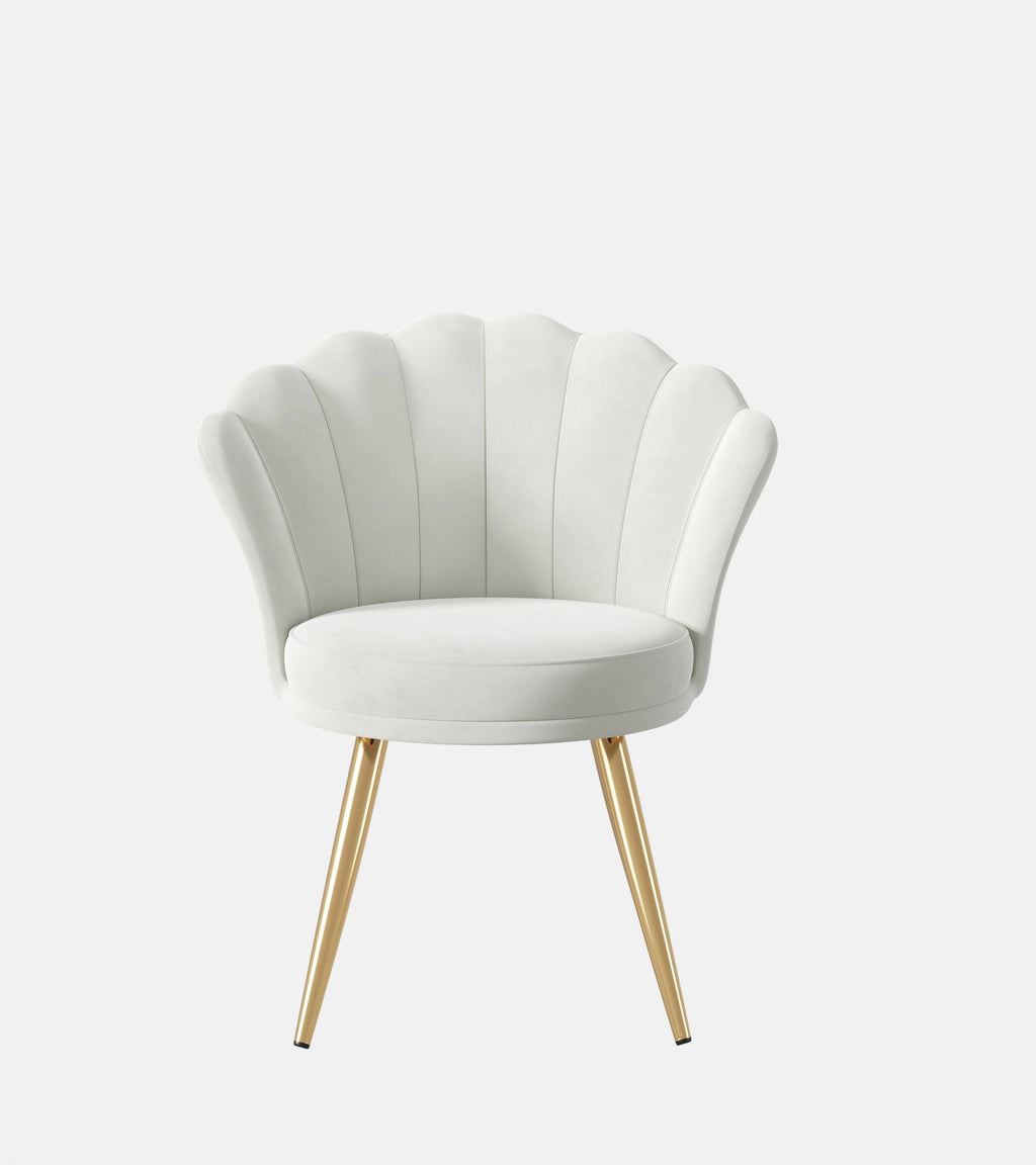 Velvet Accent Chair with Gold Metal Legs, Vanity Chair for Makeup Room, Upholstered Guest Chair for Living Room, Side Chair for Bedroom - Comfortable Living Decor