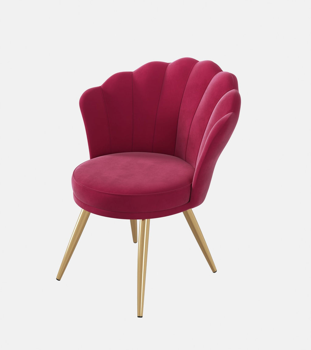 Velvet Accent Chair with Gold Metal Legs, Vanity Chair for Makeup Room, Upholstered Guest Chair for Living Room, Side Chair for Bedroom - Comfortable Living Decor