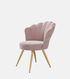 Velvet Accent Chair with Gold Metal Legs, Vanity Chair for Makeup Room, Upholstered Guest Chair for Living Room, Side Chair for Bedroom - Comfortable Living Decor