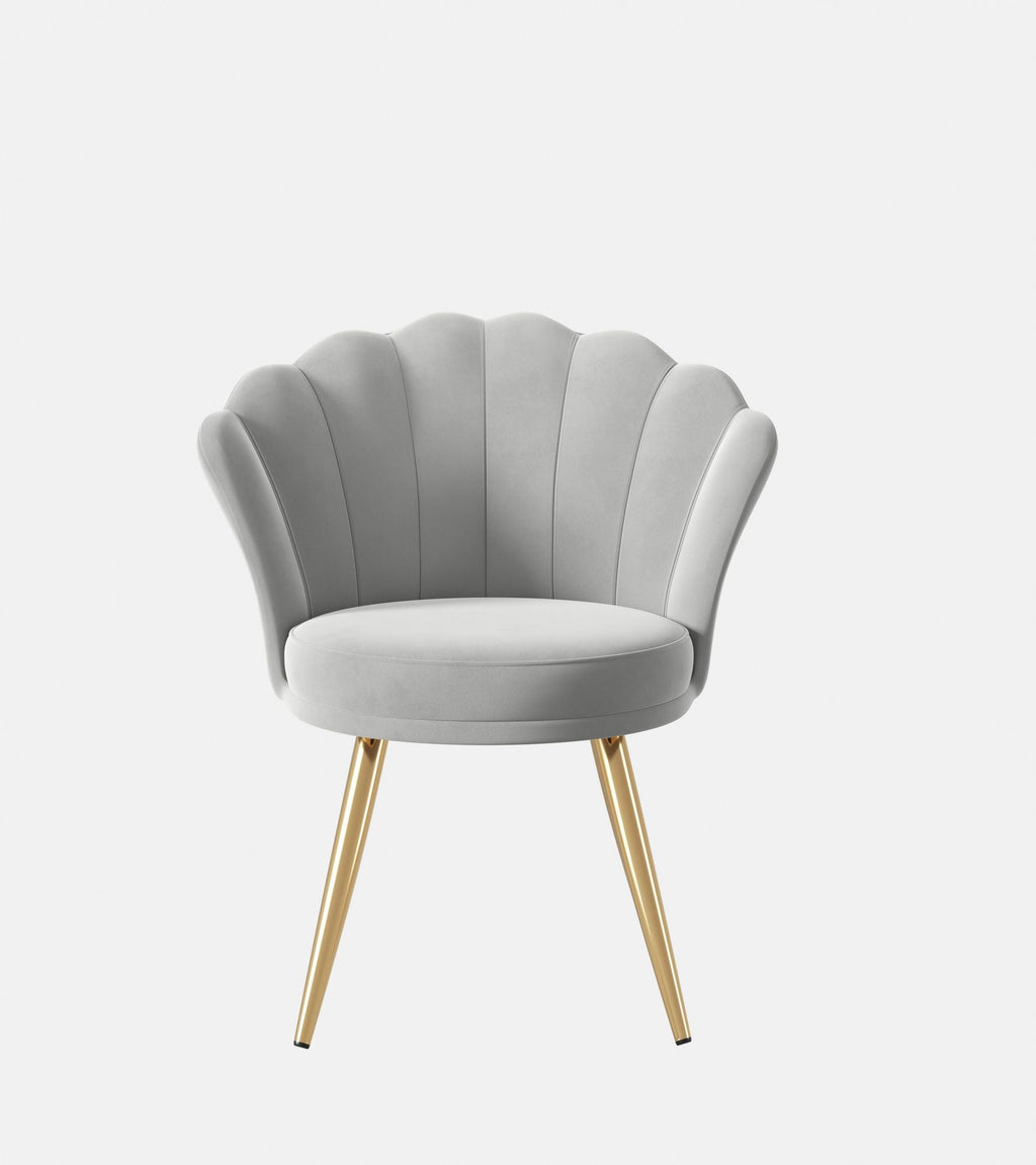 Velvet Accent Chair with Gold Metal Legs, Vanity Chair for Makeup Room, Upholstered Guest Chair for Living Room, Side Chair for Bedroom - Comfortable Living Decor