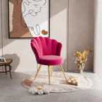 Velvet Accent Chair with Gold Metal Legs, Vanity Chair for Makeup Room, Upholstered Guest Chair for Living Room, Side Chair for Bedroom - Comfortable Living Decor