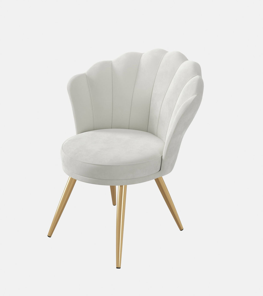 Velvet Accent Chair with Gold Metal Legs, Vanity Chair for Makeup Room, Upholstered Guest Chair for Living Room, Side Chair for Bedroom - Comfortable Living Decor