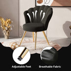 Velvet Accent Chair with Gold Metal Legs, Vanity Chair for Makeup Room, Upholstered Guest Chair for Living Room, Side Chair for Bedroom - Comfortable Living Decor