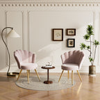 Velvet Accent Chair with Gold Metal Legs, Vanity Chair for Makeup Room, Upholstered Guest Chair for Living Room, Side Chair for Bedroom - Comfortable Living Decor