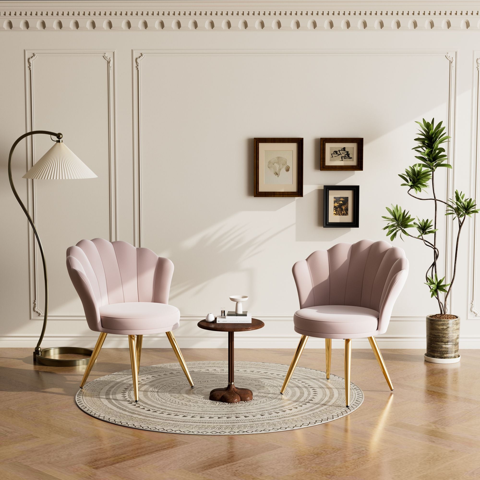 Velvet Accent Chair with Gold Metal Legs, Vanity Chair for Makeup Room, Upholstered Guest Chair for Living Room, Side Chair for Bedroom - Comfortable Living Decor