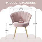 Velvet Accent Chair with Gold Metal Legs, Vanity Chair for Makeup Room, Upholstered Guest Chair for Living Room, Side Chair for Bedroom - Comfortable Living Decor