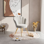 Velvet Accent Chair with Gold Metal Legs, Vanity Chair for Makeup Room, Upholstered Guest Chair for Living Room, Side Chair for Bedroom - Comfortable Living Decor