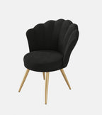 Velvet Accent Chair with Gold Metal Legs, Vanity Chair for Makeup Room, Upholstered Guest Chair for Living Room, Side Chair for Bedroom - Comfortable Living Decor