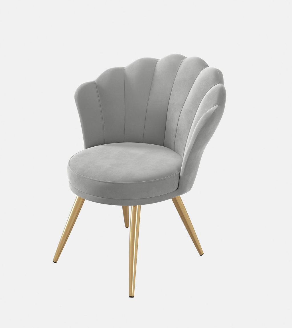 Velvet Accent Chair with Gold Metal Legs, Vanity Chair for Makeup Room, Upholstered Guest Chair for Living Room, Side Chair for Bedroom - Comfortable Living Decor