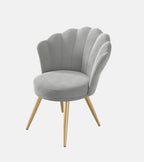 Velvet Accent Chair with Gold Metal Legs, Vanity Chair for Makeup Room, Upholstered Guest Chair for Living Room, Side Chair for Bedroom - Comfortable Living Decor