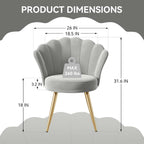 Velvet Accent Chair with Gold Metal Legs, Vanity Chair for Makeup Room, Upholstered Guest Chair for Living Room, Side Chair for Bedroom - Comfortable Living Decor