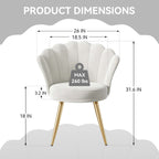 Velvet Accent Chair with Gold Metal Legs, Vanity Chair for Makeup Room, Upholstered Guest Chair for Living Room, Side Chair for Bedroom - Comfortable Living Decor