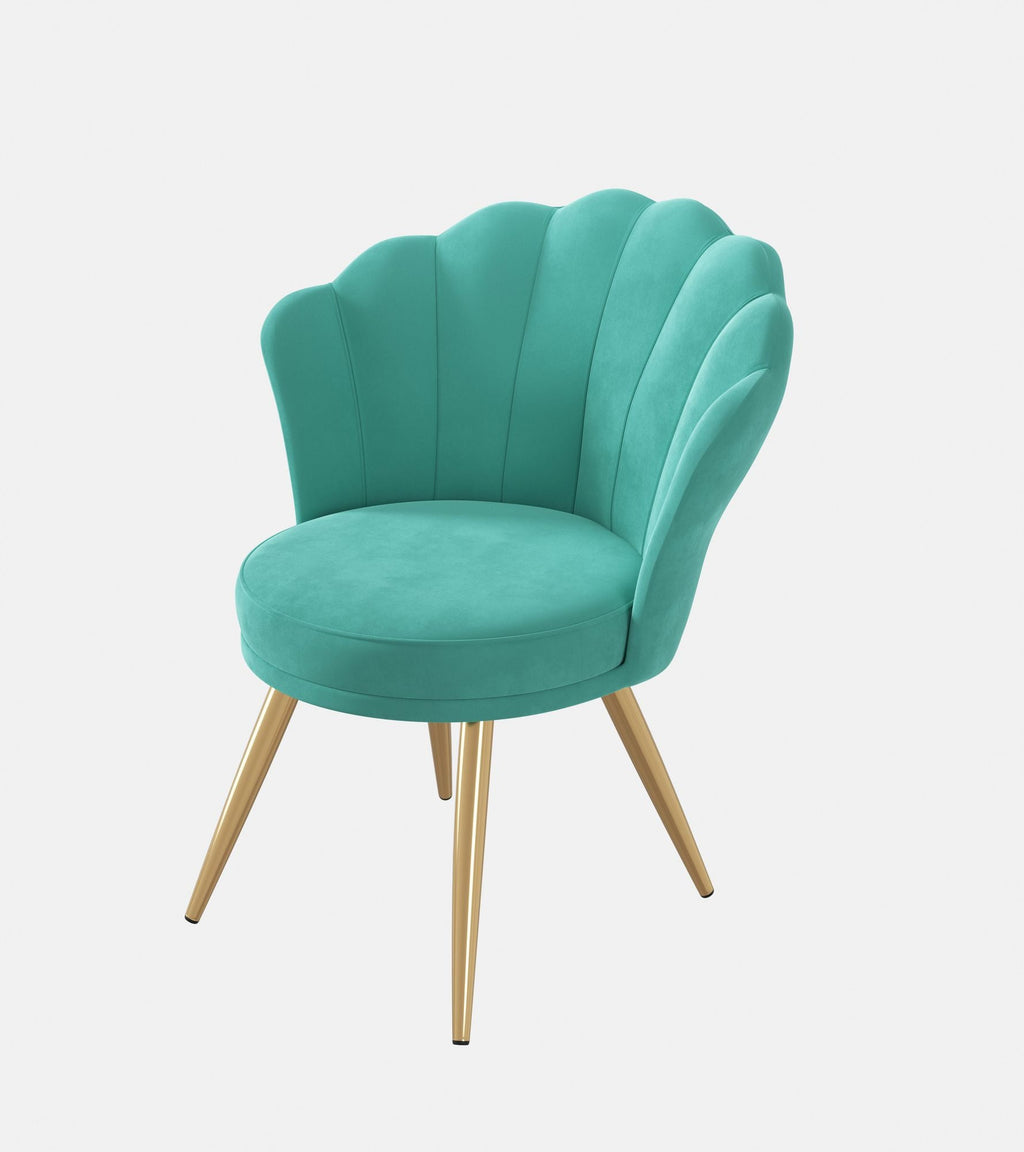 Velvet Accent Chair with Gold Metal Legs, Vanity Chair for Makeup Room, Upholstered Guest Chair for Living Room, Side Chair for Bedroom - Comfortable Living Decor