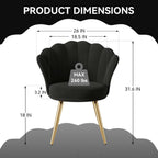 Velvet Accent Chair with Gold Metal Legs, Vanity Chair for Makeup Room, Upholstered Guest Chair for Living Room, Side Chair for Bedroom - Comfortable Living Decor