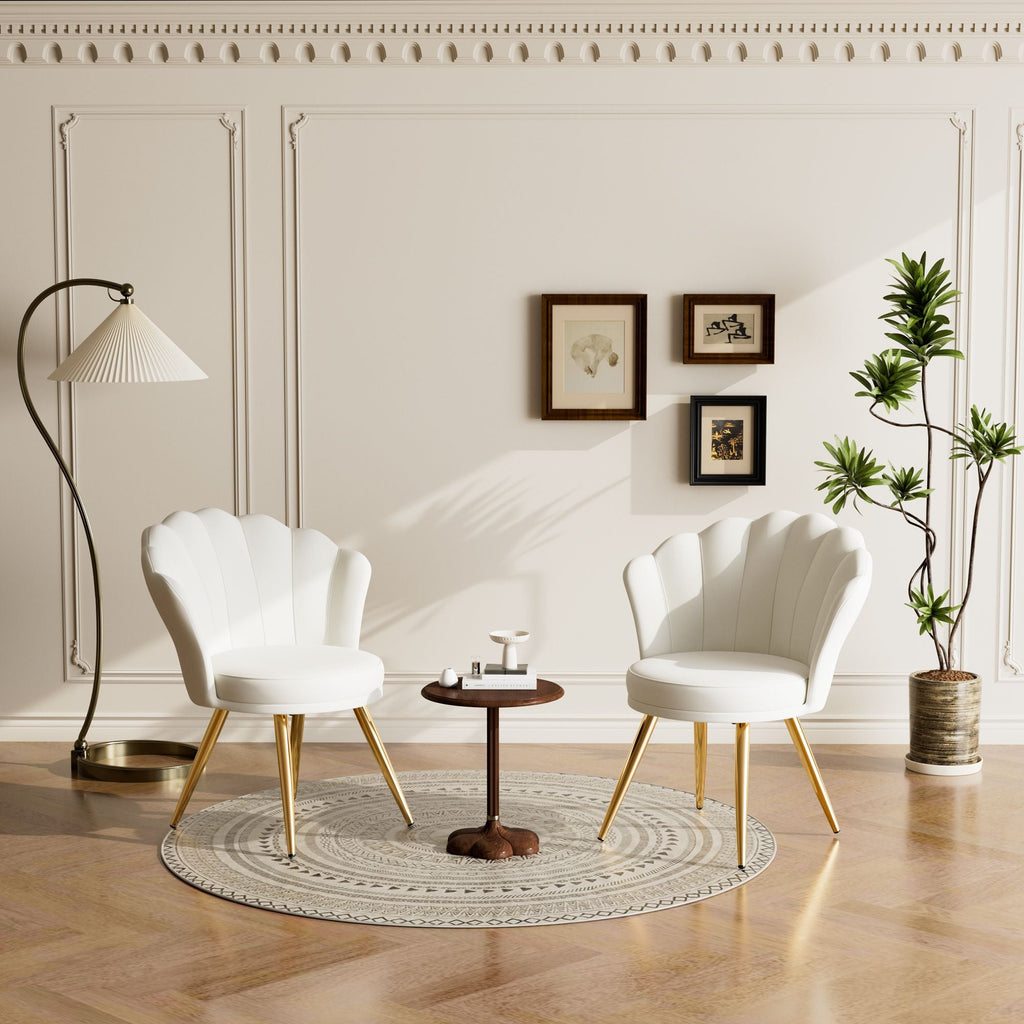 Velvet Accent Chair with Gold Metal Legs, Vanity Chair for Makeup Room, Upholstered Guest Chair for Living Room, Side Chair for Bedroom - Comfortable Living Decor