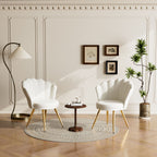 Velvet Accent Chair with Gold Metal Legs, Vanity Chair for Makeup Room, Upholstered Guest Chair for Living Room, Side Chair for Bedroom - Comfortable Living Decor