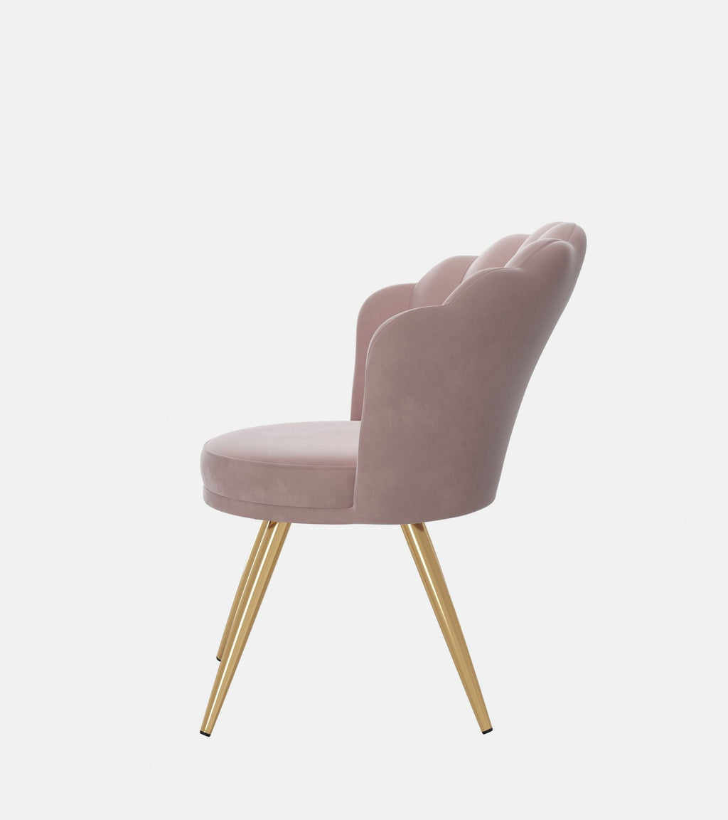 Velvet Accent Chair with Gold Metal Legs, Vanity Chair for Makeup Room, Upholstered Guest Chair for Living Room, Side Chair for Bedroom - Comfortable Living Decor