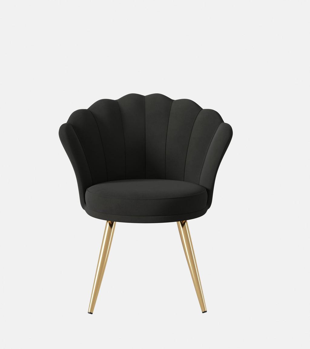Velvet Accent Chair with Gold Metal Legs, Vanity Chair for Makeup Room, Upholstered Guest Chair for Living Room, Side Chair for Bedroom - Comfortable Living Decor