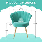 Velvet Accent Chair with Gold Metal Legs, Vanity Chair for Makeup Room, Upholstered Guest Chair for Living Room, Side Chair for Bedroom - Comfortable Living Decor