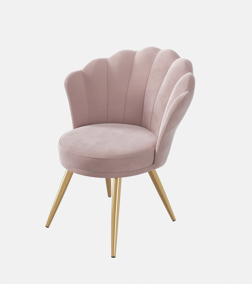 Velvet Accent Chair with Gold Metal Legs, Vanity Chair for Makeup Room, Upholstered Guest Chair for Living Room, Side Chair for Bedroom - Comfortable Living Decor