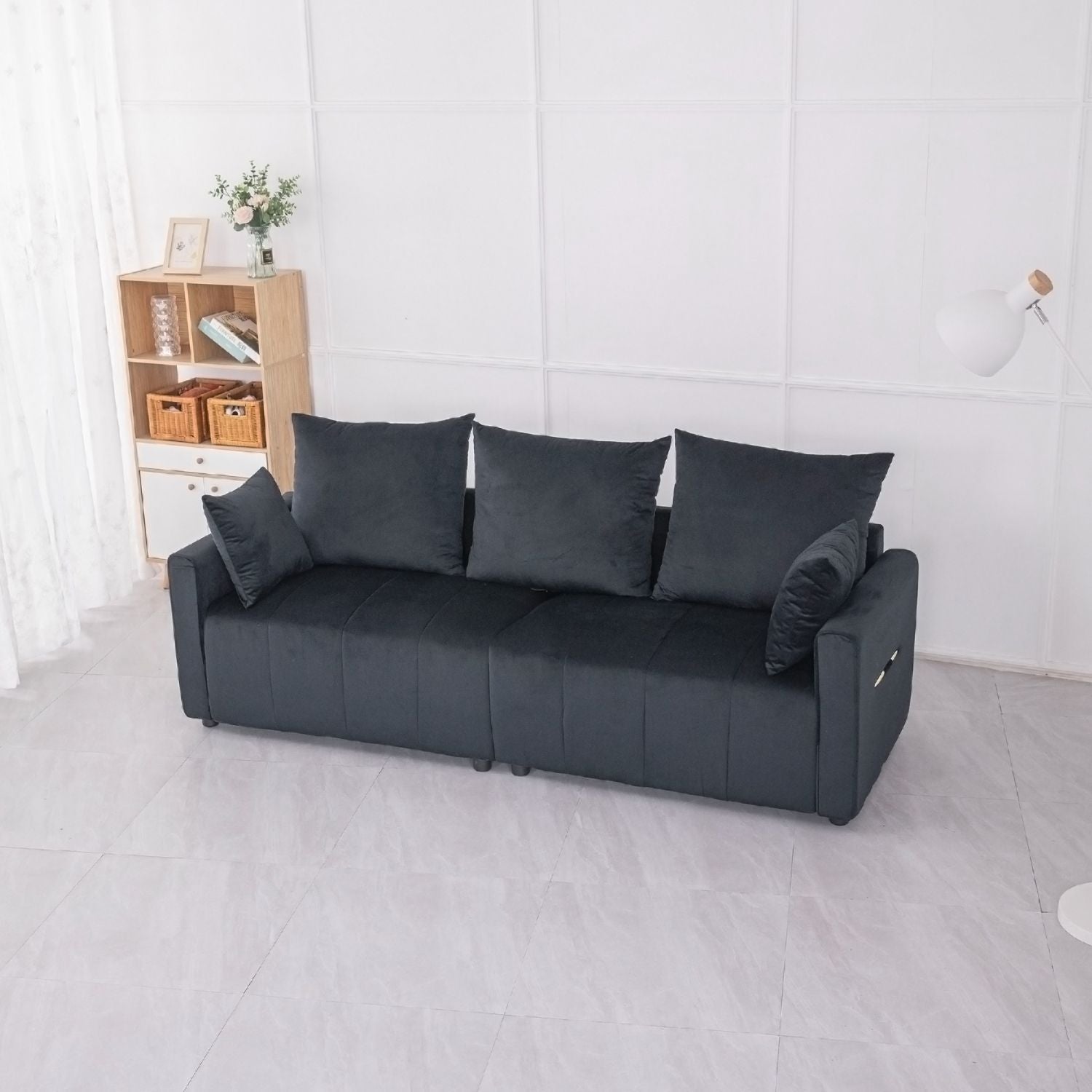 Velvet Modern 2 - Seater Sofa, Black Two - Tone Sectional Couch with Contemporary Design, 82" Living Room Furniture, Easy Assembly , An Elegant Choice for Home Decoration - Comfortable Living Decor