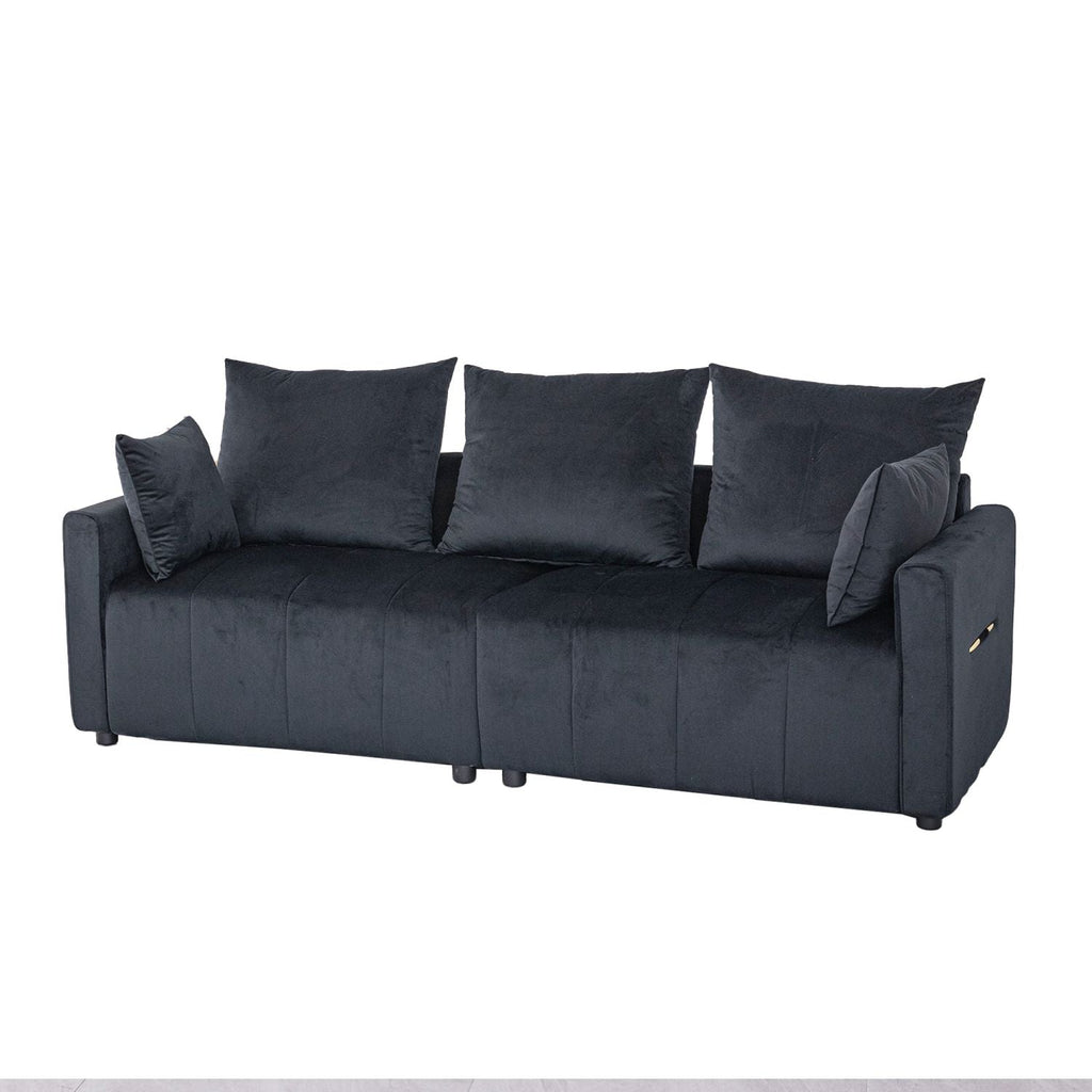 Velvet Modern 2 - Seater Sofa, Black Two - Tone Sectional Couch with Contemporary Design, 82" Living Room Furniture, Easy Assembly , An Elegant Choice for Home Decoration - Comfortable Living Decor