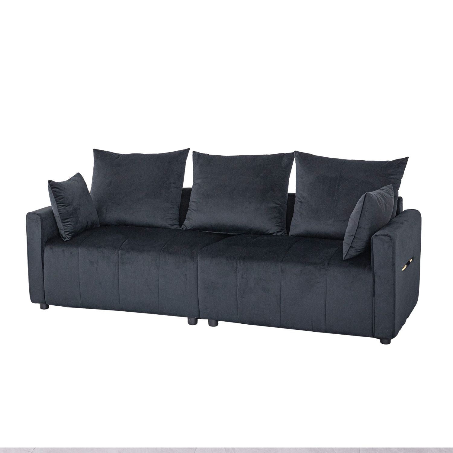 Velvet Modern 2 - Seater Sofa, Black Two - Tone Sectional Couch with Contemporary Design, 82" Living Room Furniture, Easy Assembly , An Elegant Choice for Home Decoration - Comfortable Living Decor