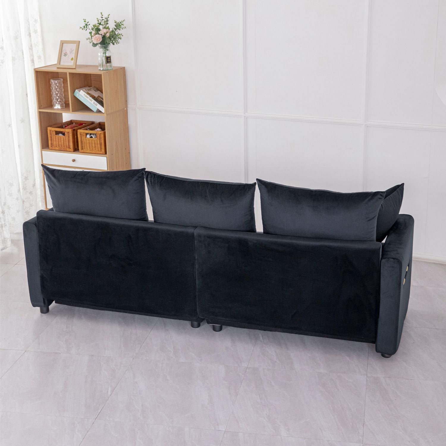 Velvet Modern 2 - Seater Sofa, Black Two - Tone Sectional Couch with Contemporary Design, 82" Living Room Furniture, Easy Assembly , An Elegant Choice for Home Decoration - Comfortable Living Decor