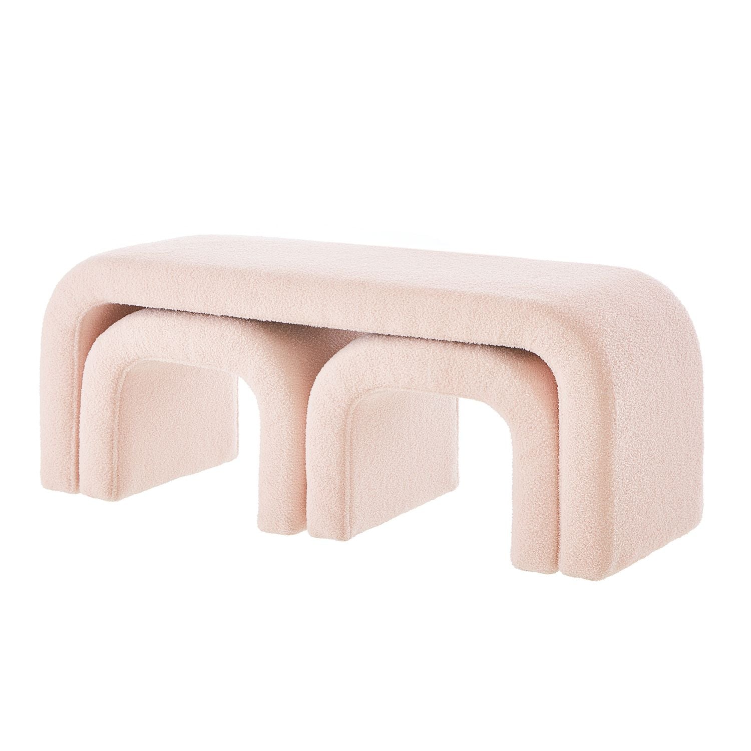 Versatile Pink U - Shaped Ottoman Bench Set for Living Room & Bedroom - 3 Piece Footrest Collection - Comfortable Living Decor