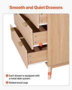 VEVOR 5 Fluted Drawer Dresser, Wooden Chest of Drawers with Sliding & Anti - tip Device, Modern Minimalist Dresser Chest, Closet Storage Organizer for Living Room, Hallway, Bedroom, Entryway, Light Wood - Comfortable Living Decor