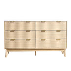 VEVOR 6 Fluted Drawer Dresser, Wooden Chest of Drawers with Sliding & Anti - tip Device, Modern Minimalist Dresser Chest, Fluted Closet Storage for Living Room, Hallway, Bedroom, Entryway, Light Wood - Comfortable Living Decor