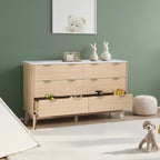 VEVOR 6 Fluted Drawer Dresser, Wooden Chest of Drawers with Sliding & Anti - tip Device, Modern Minimalist Dresser Chest, Fluted Closet Storage for Living Room, Hallway, Bedroom, Entryway, Light Wood - Comfortable Living Decor