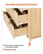 VEVOR 6 Fluted Drawer Dresser, Wooden Chest of Drawers with Sliding & Anti - tip Device, Modern Minimalist Dresser Chest, Fluted Closet Storage for Living Room, Hallway, Bedroom, Entryway, Light Wood - Comfortable Living Decor