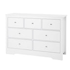 VEVOR 7 Drawer Dresser, Wooden Chest of Drawers with Sliding with Anti - tip Device, Modern Minimalist Dresser Chest, Closet Storage Organizer for Living Room, Hallway, Bedroom, Entryway, White - Comfortable Living Decor