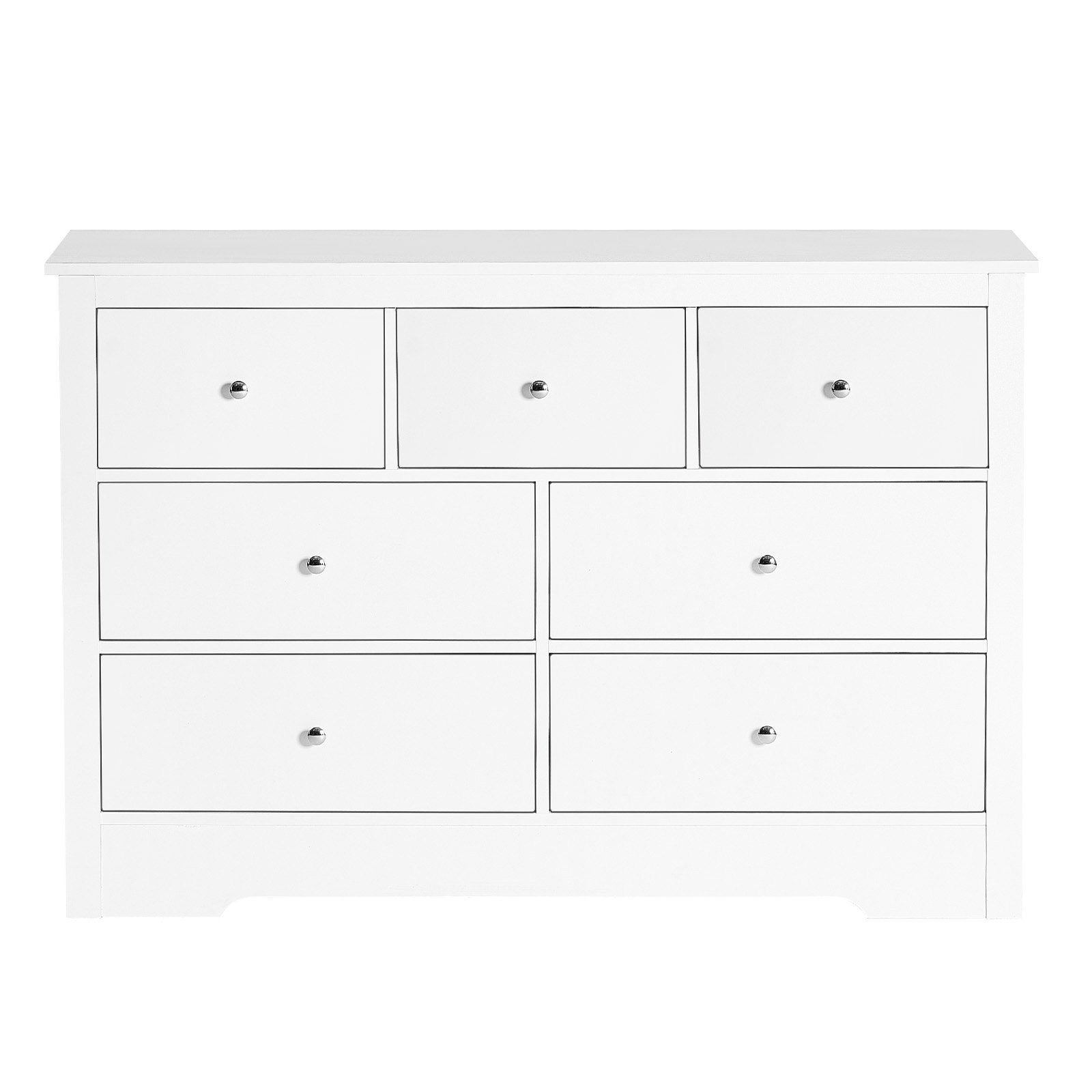 VEVOR 7 Drawer Dresser, Wooden Chest of Drawers with Sliding with Anti - tip Device, Modern Minimalist Dresser Chest, Closet Storage Organizer for Living Room, Hallway, Bedroom, Entryway, White - Comfortable Living Decor
