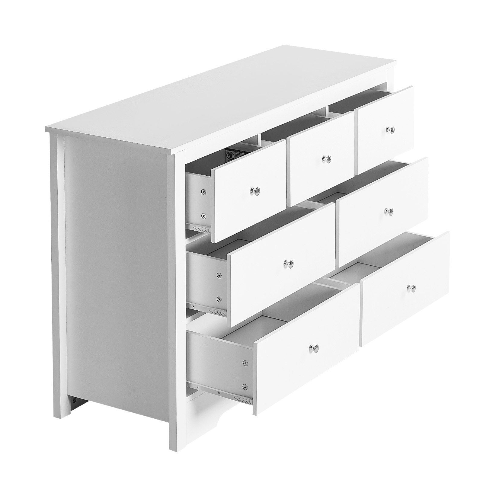 VEVOR 7 Drawer Dresser, Wooden Chest of Drawers with Sliding with Anti - tip Device, Modern Minimalist Dresser Chest, Closet Storage Organizer for Living Room, Hallway, Bedroom, Entryway, White - Comfortable Living Decor