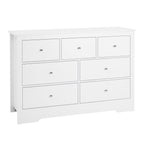 VEVOR 7 Drawer Dresser, Wooden Chest of Drawers with Sliding with Anti - tip Device, Modern Minimalist Dresser Chest, Closet Storage Organizer for Living Room, Hallway, Bedroom, Entryway, White - Comfortable Living Decor