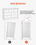 VEVOR 7 Drawer Dresser, Wooden Chest of Drawers with Sliding with Anti - tip Device, Modern Minimalist Dresser Chest, Closet Storage Organizer for Living Room, Hallway, Bedroom, Entryway, White - Comfortable Living Decor