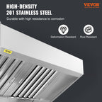 VEVOR Commercial Exhaust Hood, 7FT Food Truck Hood Exhaust, 201 Stainless Steel Concession Trailer Hood with 3 Detachable U - shaped Grid Oil Filter Mesh, Rust Resistant Vent Hood for Kitchen Restaurant - Comfortable Living Decor