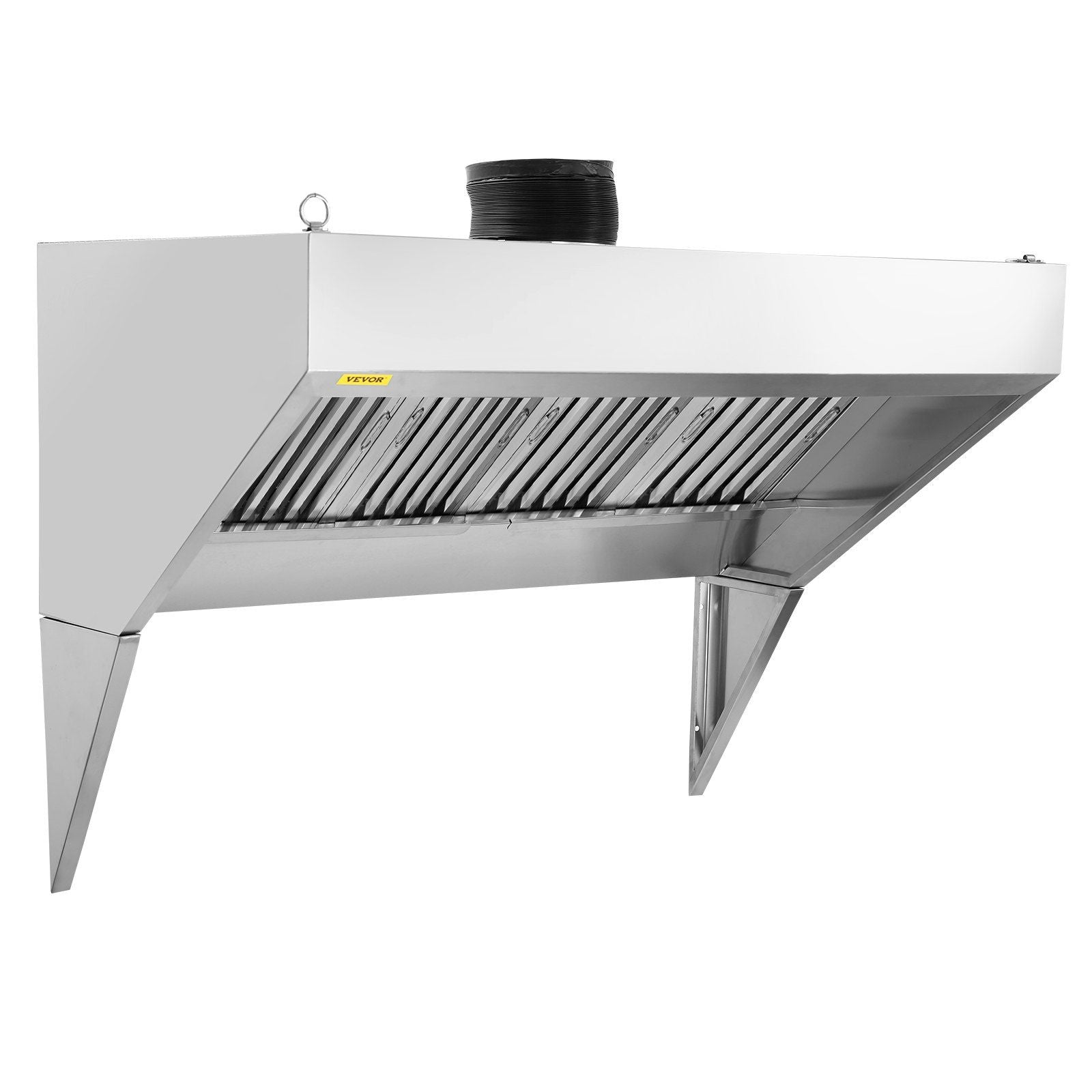 VEVOR Commercial Exhaust Hood, 8FT Food Truck Hood Exhaust, 201 Stainless Steel Concession Trailer Hood with 4 Detachable U - shaped Grid Oil Filter Mesh, Rust Resistant Vent Hood for Kitchen Restaurant - Comfortable Living Decor