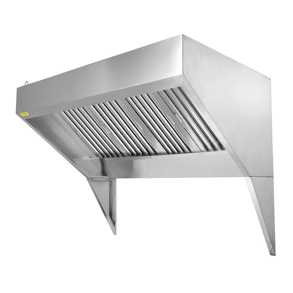 VEVOR Commercial Exhaust Hood, 8FT Food Truck Hood Exhaust, 201 Stainless Steel Concession Trailer Hood with 4 Detachable U - shaped Grid Oil Filter Mesh, Rust Resistant Vent Hood for Kitchen Restaurant - Comfortable Living Decor