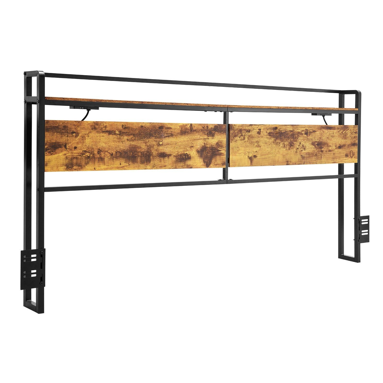 VEVOR Headboard for King Size Bed, Adjustable Height Headboard with Storage Shelf, King Size Freestanding Head Board with Outlets and USB Port for Different Bed Frames, Easy Assembly, Black and Brown - Comfortable Living Decor