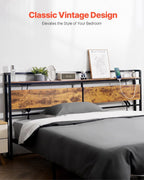 VEVOR Headboard for King Size Bed, Adjustable Height Headboard with Storage Shelf, King Size Freestanding Head Board with Outlets and USB Port for Different Bed Frames, Easy Assembly, Black and Brown - Comfortable Living Decor