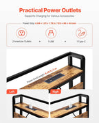 VEVOR Headboard for King Size Bed, Adjustable Height Headboard with Storage Shelf, King Size Freestanding Head Board with Outlets and USB Port for Different Bed Frames, Easy Assembly, Black and Brown - Comfortable Living Decor