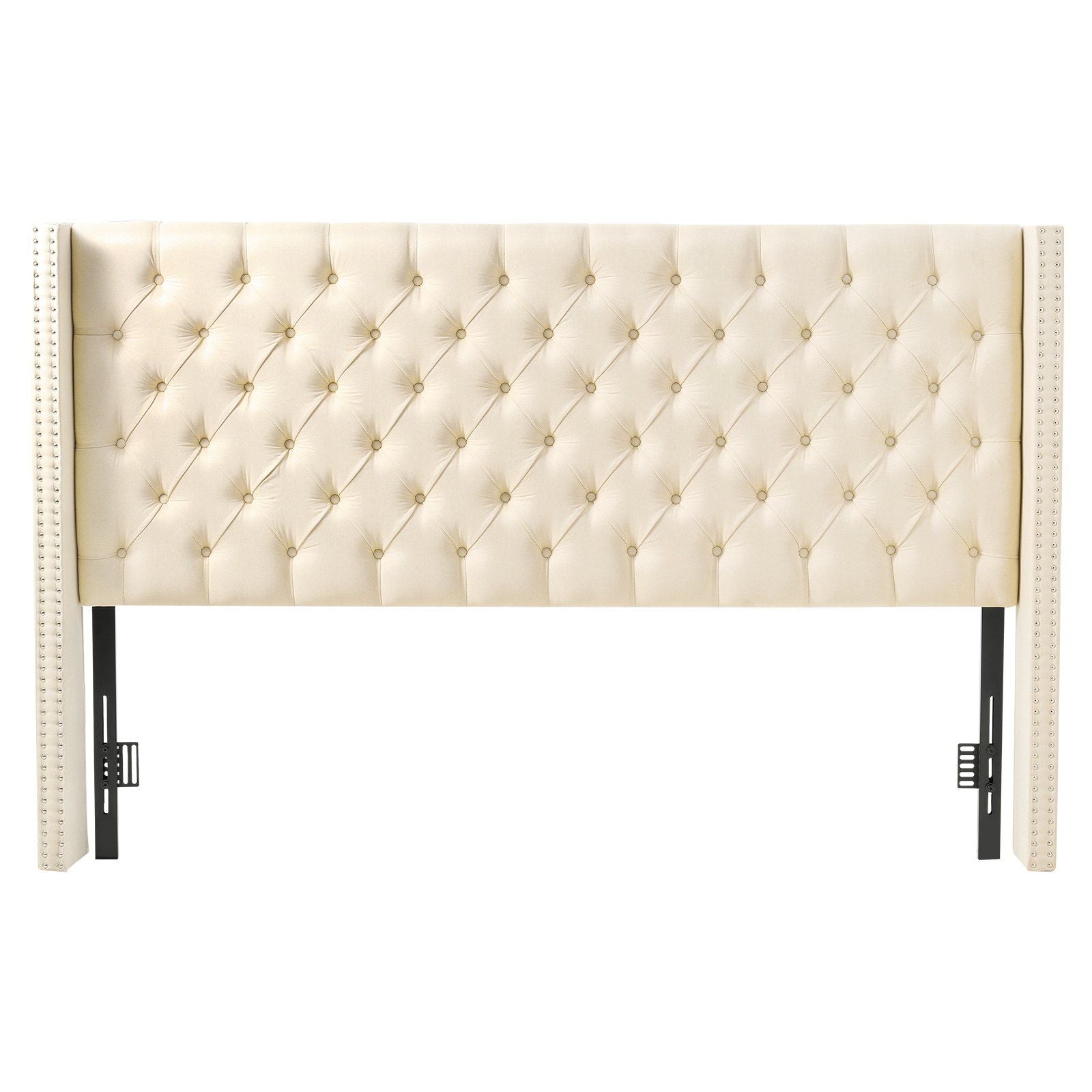 VEVOR Headboard, King Size Headboard with Adjustable Height, Comfortable Diamond Tufted for King Size Bed, W84.1 x H (54.33 - 60.24) x D 8.27 in, Ideal for Bedroom, Hotel, Homestay, Dormitory, Cream - Comfortable Living Decor
