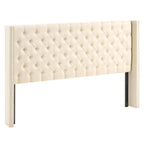 VEVOR Headboard, King Size Headboard with Adjustable Height, Comfortable Diamond Tufted for King Size Bed, W84.1 x H (54.33 - 60.24) x D 8.27 in, Ideal for Bedroom, Hotel, Homestay, Dormitory, Cream - Comfortable Living Decor