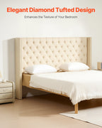 VEVOR Headboard, King Size Headboard with Adjustable Height, Comfortable Diamond Tufted for King Size Bed, W84.1 x H (54.33 - 60.24) x D 8.27 in, Ideal for Bedroom, Hotel, Homestay, Dormitory, Cream - Comfortable Living Decor