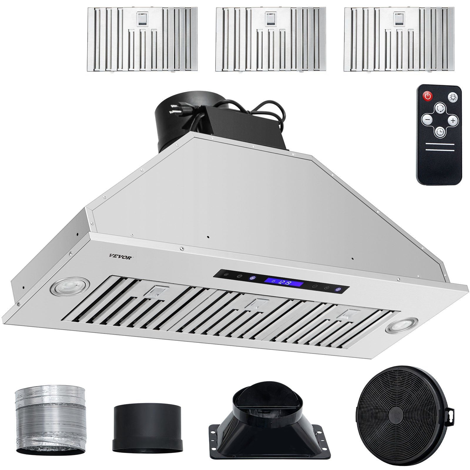VEVOR Insert Range Hood, 900CFM 4 - Speed, 36 Inch Stainless Steel Built - in Kitchen Vent with Touch & Remote Control LED Lights Baffle Filters, Ducted/Ductless Convertible, ETL Listed - Comfortable Living Decor