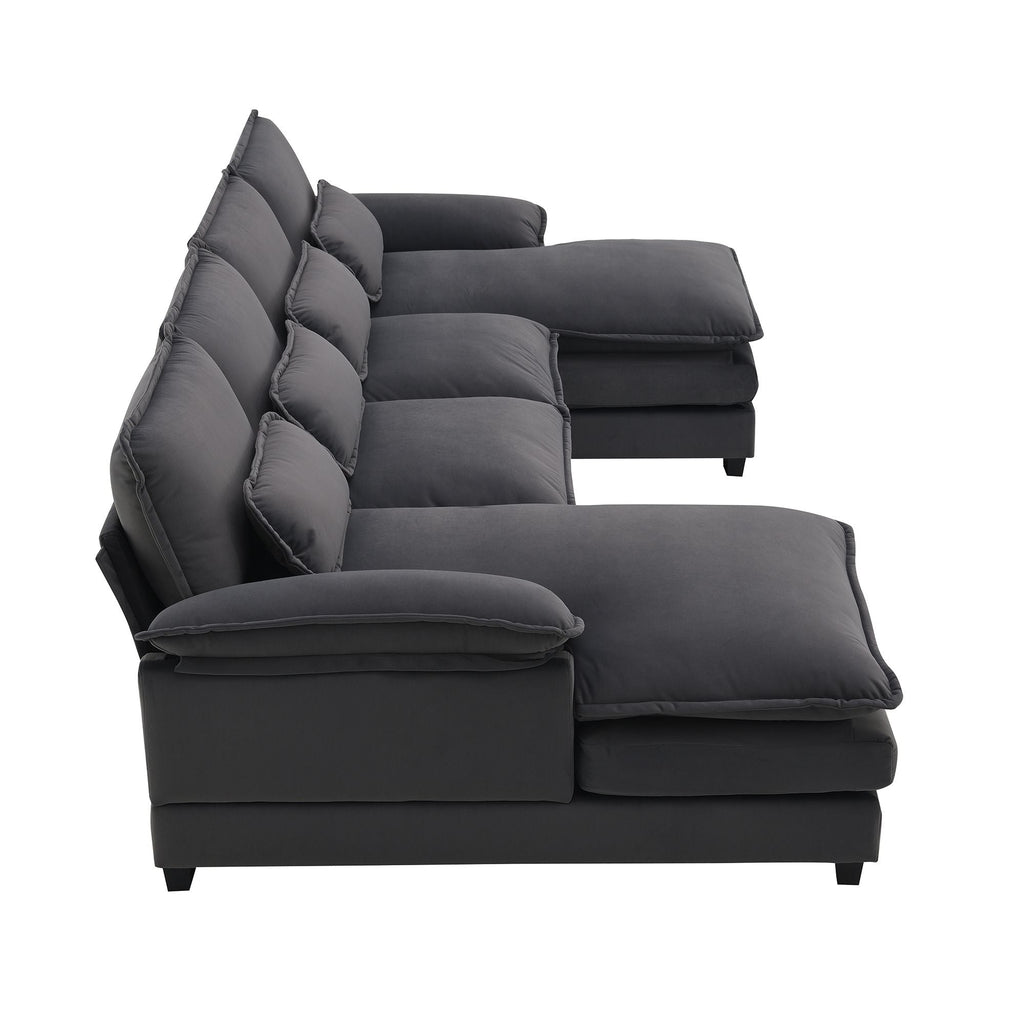 [VIDEO provided] [New]109.8*55.9" Modern U - shaped Sectional Sofa with Waist Pillows - Comfortable Living Decor