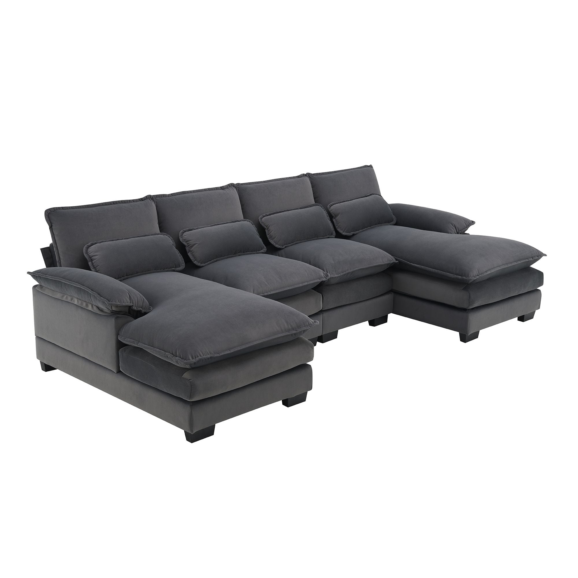 [VIDEO provided] [New]109.8*55.9" Modern U - shaped Sectional Sofa with Waist Pillows - Comfortable Living Decor